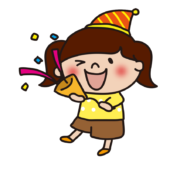 パーティーでクラッカーを鳴らす子供（女の子）