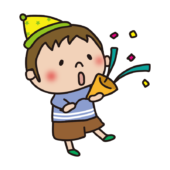 パーティーでクラッカーを鳴らす子供（男の子）