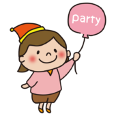 パーティーの風船を持っている子供（女の子）