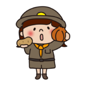 探検隊の格好をして食材選びをする子供（女の子）