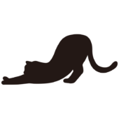 猫のシルエット4（伸びをする猫）