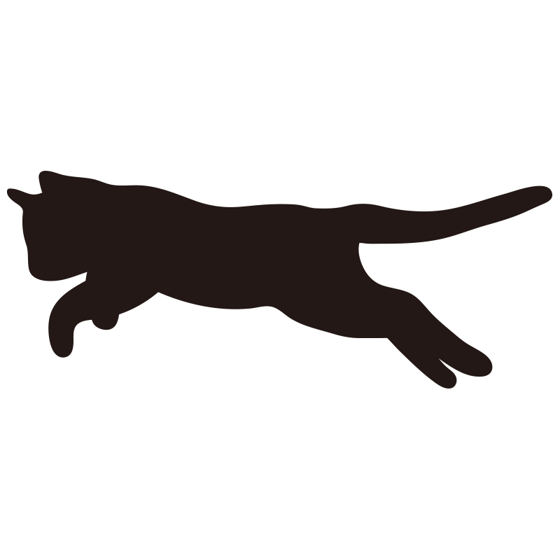 猫のシルエット9（ジャンプする猫）