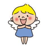 羽根を広げている天使（青）