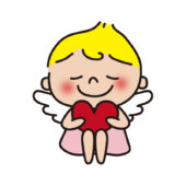 ハートを抱いている天使（ピンク）
