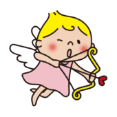 ハートの弓矢を引く天使（ピンク）