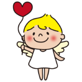 ハートの風船を持っている天使