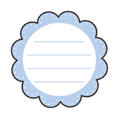 青いお花の罫線付きメモ枠