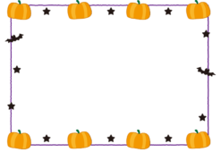 カボチャとコウモリの枠（横）