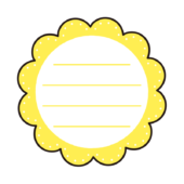 黄色いお花の罫線付きメモ枠