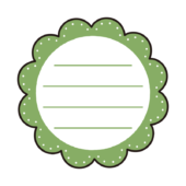 緑のお花の罫線付きメモ枠