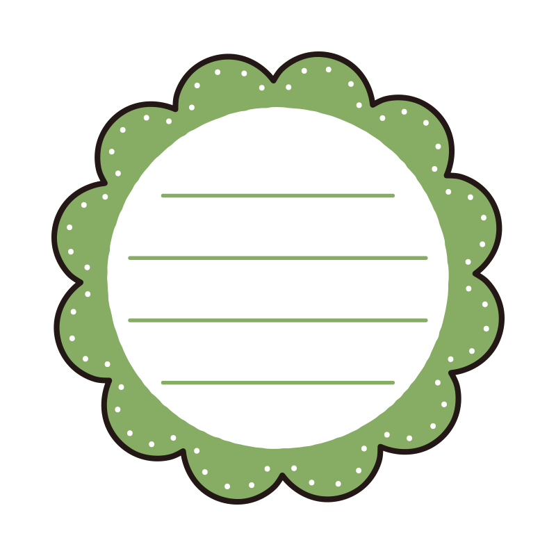 緑のお花の罫線付きメモ枠