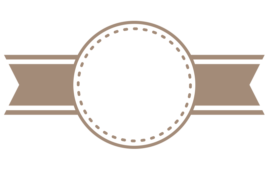 リボンと破線の丸い枠飾り（横1）