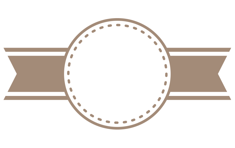 リボンと破線の丸い枠飾り（横1）