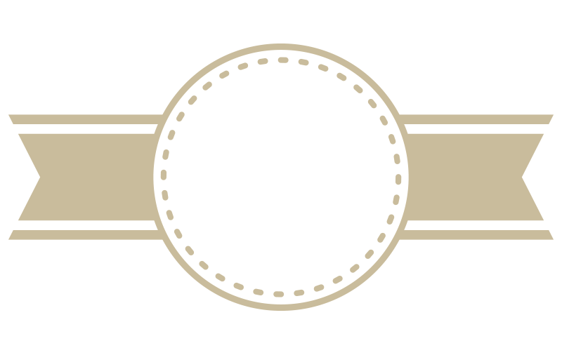 リボンと破線の丸い枠飾り（横2）