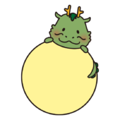 丸い枠を持っているかわいい龍