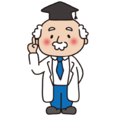 ポイントを説明する博士