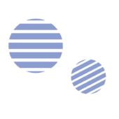 ストライプ柄の丸い飾り（青）