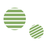 ストライプ柄の丸い飾り（緑）