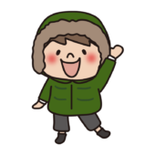 ダウンコートを着た冬服の子供（男の子）