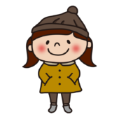 ニット帽をかぶった冬服の子供（女の子）