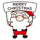 メリークリスマスの文字を持っているお鼻の大きなサンタクロース