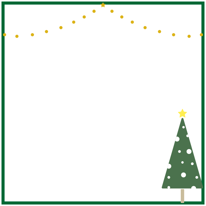 ツリーと飾りの正方形の枠（緑）
