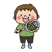 テニスのラケットを持っている子供（男の子）