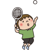 テニスのサーブをしている子供（男の子）