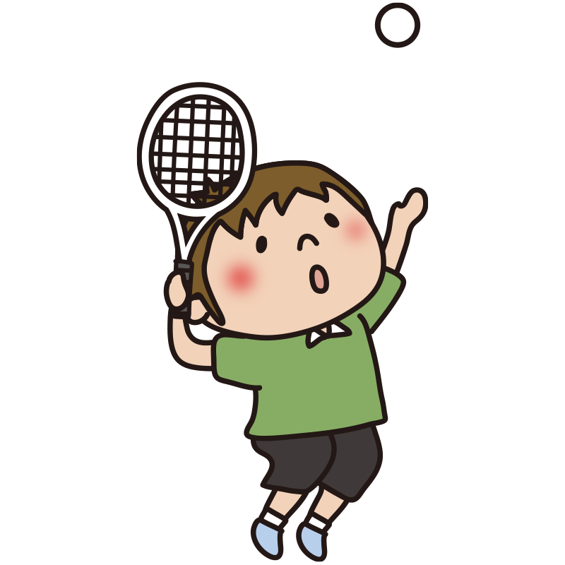 テニスのサーブをしている子供（男の子）