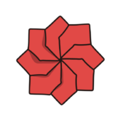 折り紙で作った花（赤）