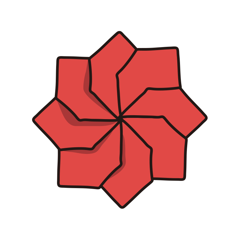 折り紙で作った花（赤）