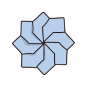 折り紙で作った花（青）