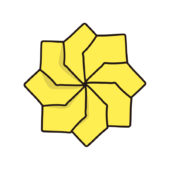 折り紙で作った花（黄色）