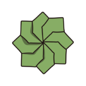 折り紙で作った花（緑）