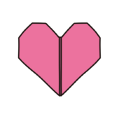 折り紙で作ったハート（ピンク）