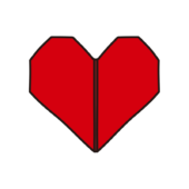 折り紙で作ったハート（赤）