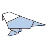 折り紙で作ったインコ（青）