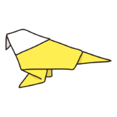 折り紙で作ったインコ（黄色）