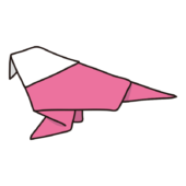 折り紙で作ったインコ（ピンク）