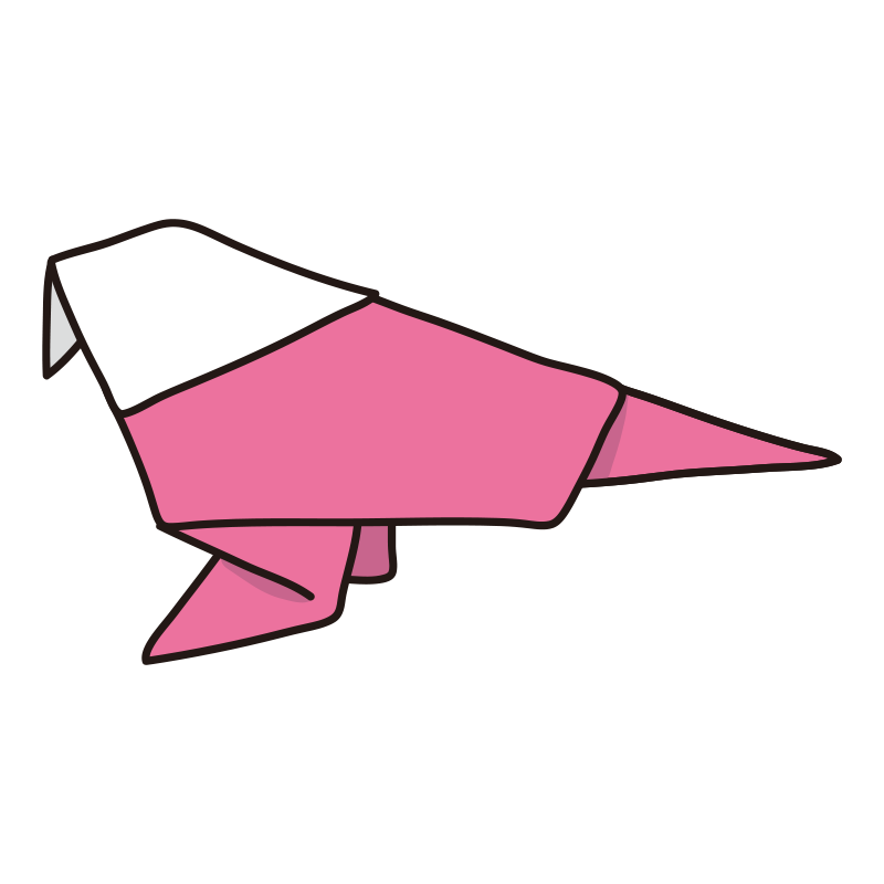 折り紙で作ったインコ（ピンク）