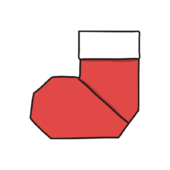 折り紙で作ったクリスマスの靴下（赤）