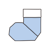 折り紙で作ったクリスマスの靴下（青）