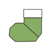 折り紙で作ったクリスマスの靴下（緑）