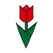 折り紙で作ったチューリップ（赤）