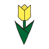 折り紙で作ったチューリップ（黄色）