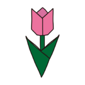 折り紙で作ったチューリップ（ピンク）
