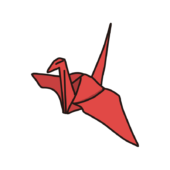 折り紙で作った鶴（赤）