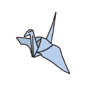 折り紙で作った鶴（青）