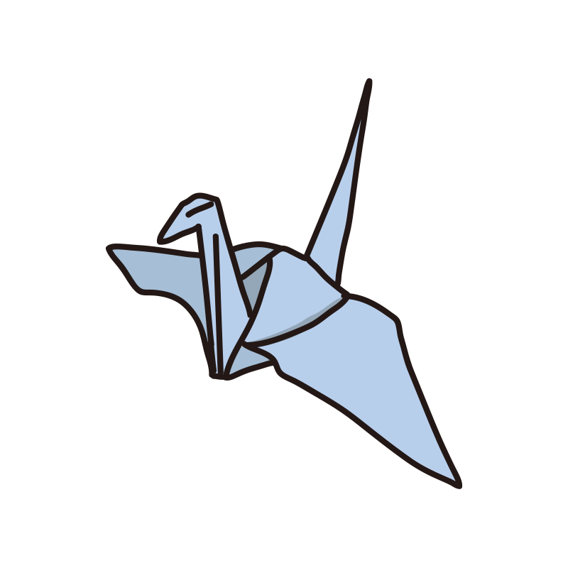 折り紙で作った鶴（青）