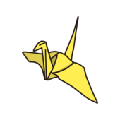 折り紙で作った鶴（黄色）